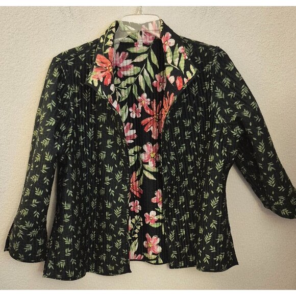 Appleseed's 100% Cotton Floral/Leaf Print Reversible Quilted Jacket P/XL EUC - Picture 7 of 9